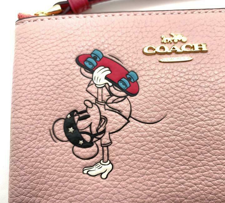 Coach x Disney Japan Limited Corner Zip Wristlet Skateboard Mickey Mouse Pink