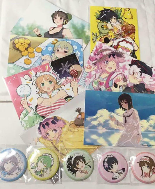 Senran Kagura web lottery prize F bath mini poster 7 types can badge 5 types set