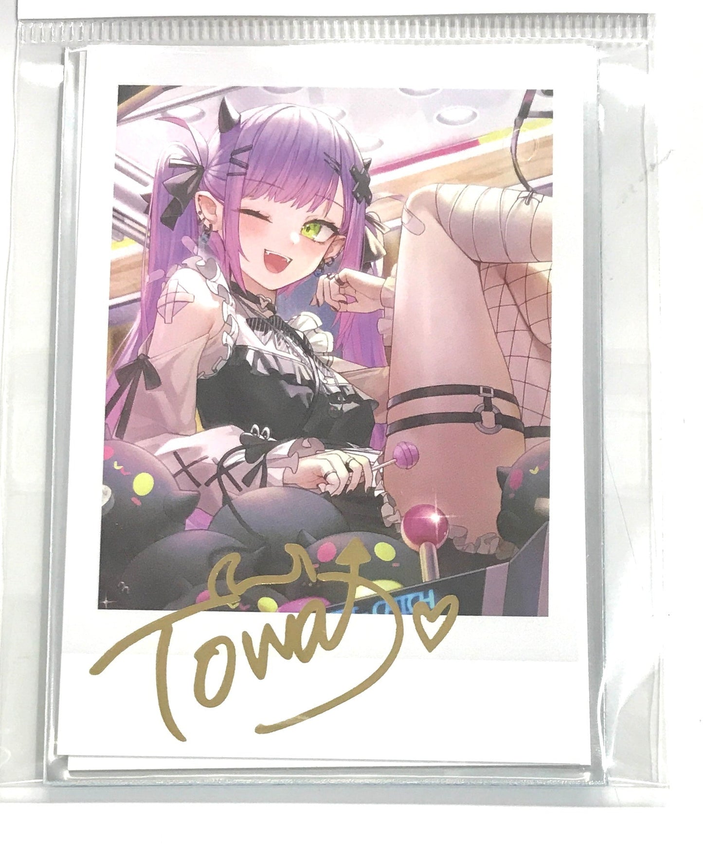 hololive hololive 1 million people commemorative foil stamped copy Handwritten Signatureed Mr.Lime's original instax style bromide card Tokoyami Towa