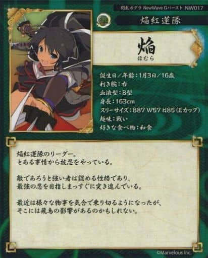 HOBBY STOCK Anime Trading Card/L RARE/Senran Kagura NewWave G Burst Real Card NW017 L RARE Homura