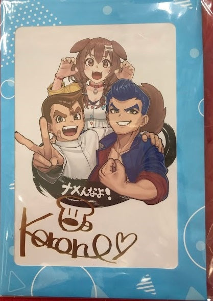 hololive hololive Nekketsu Kouhaku Kunio-kun collaboration commemorative foil stamped copy Handwritten Signatureed postcard Inugami Korone