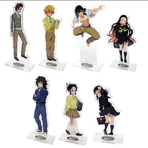 Accessory Character All 7 Types Set Demon Slayer Kimetsu no Yaiba Middle and High Consistent Kimetsu Gakuen Monogatari x ufotable cafe Random Acrylic Stand