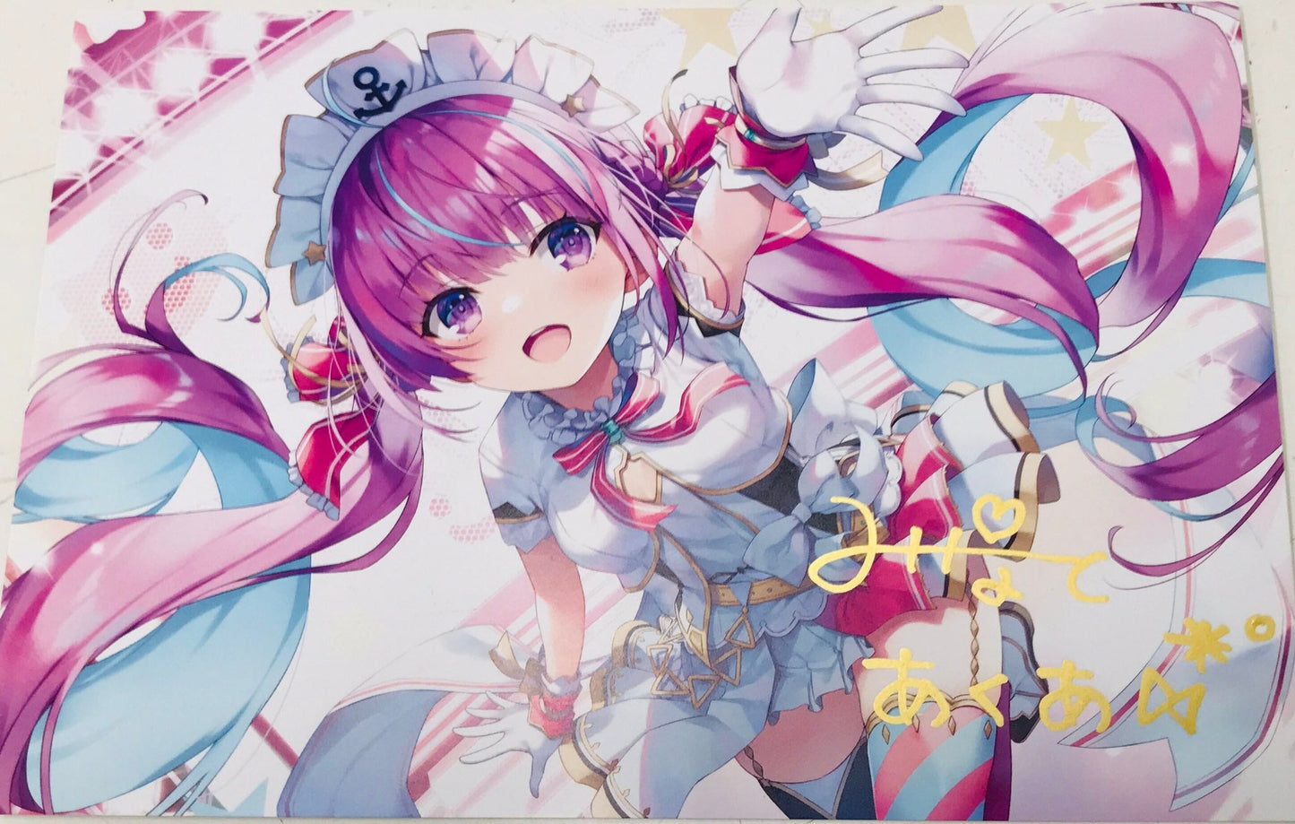hololive hololive 3rd Anniversary Handwritten Signatureed Postcard Minato Aqua