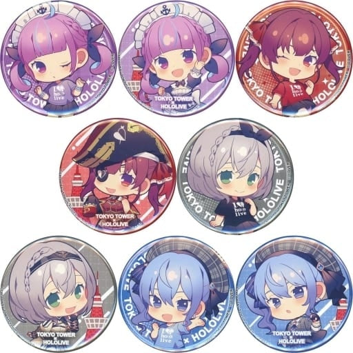 hololive Production Badge Pins All 8 Types Set Vtuber hololive in Tokyo Tower Lost Quartet Great Search Trading Can Badge