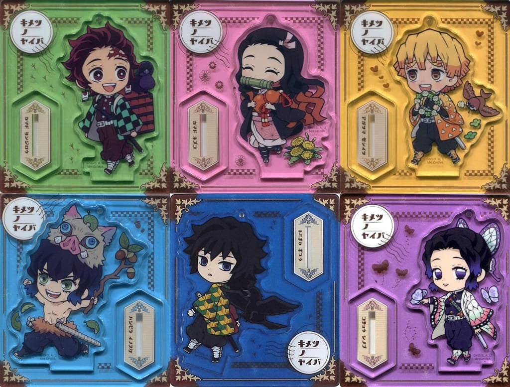 Megahouse All 6 Types Set Demon Slayer Kimetsu no Yaiba Retro Acrylic Stand Outing Colorful Edition Animate Convenience Store Limited