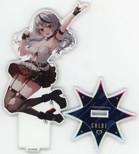 Chugai Kogyo Sakaya Kuroe Jump Life-size Acrylic Stand A Virtual YouTuber hololive Sakamata Chloe in Maxell Aqua Park Shinagawa Sakaya and Drenched Aquarium