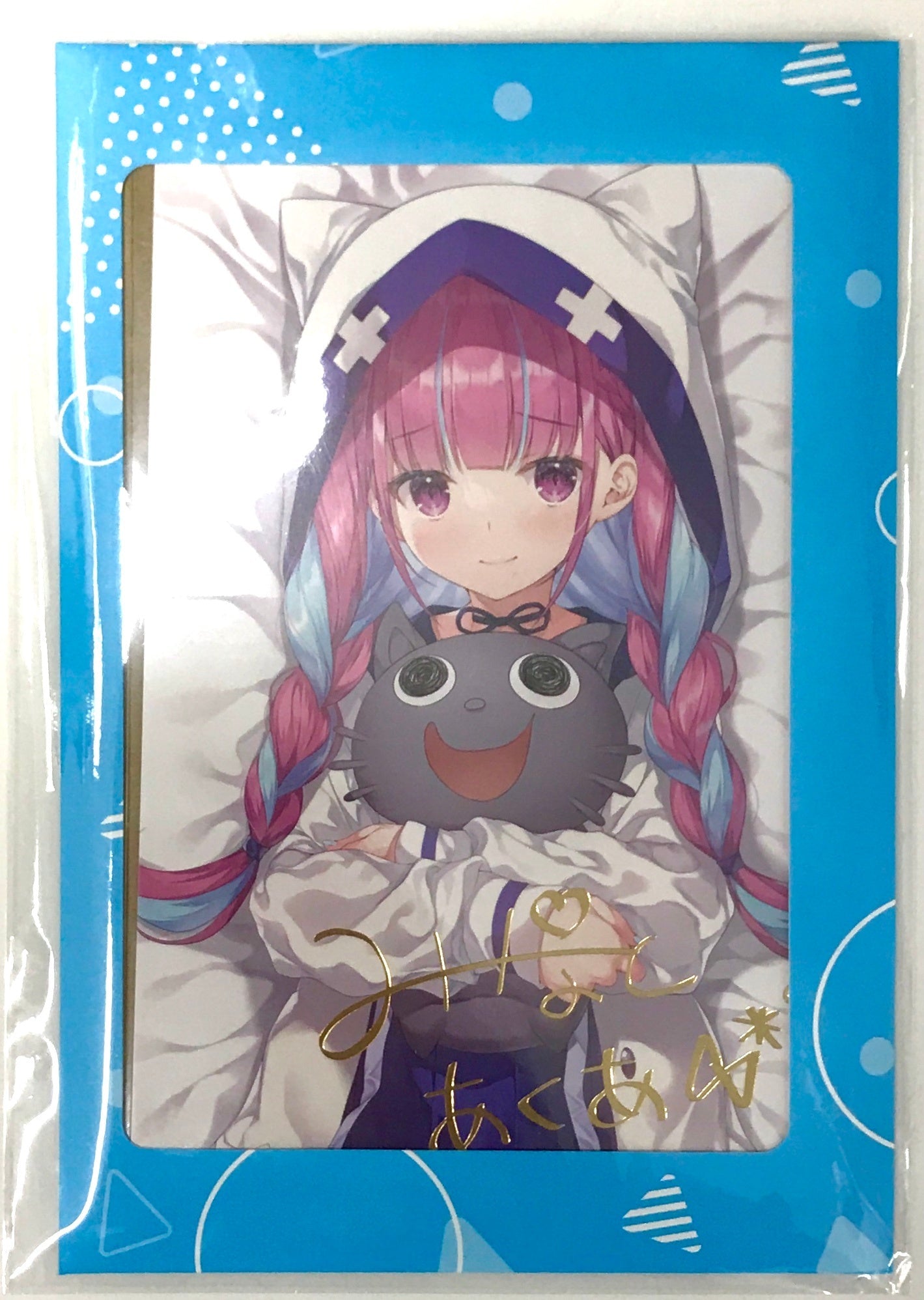 hololive hololive 4th Anniversary Commemoration Foil Stamped Copy Signed Postcard Minato Aqua