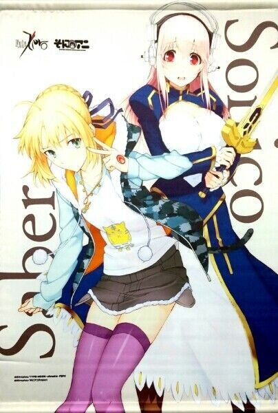 Fate Zero Saber Super Sonico B2 Tapestry Character Collaboration 2014 From JAPAN