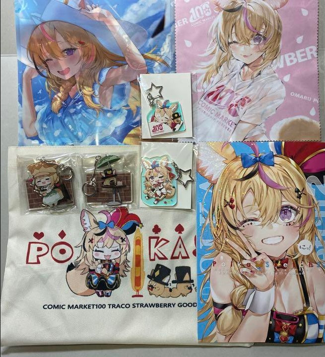 Omaru Polka Doujinshi Acrylic Keychain 4 Piece Towel Bag Set Comic Market