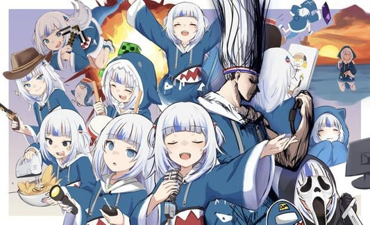 TCG Playmat 300 x 500 mm hololive EN Gawr Gura many Samechan