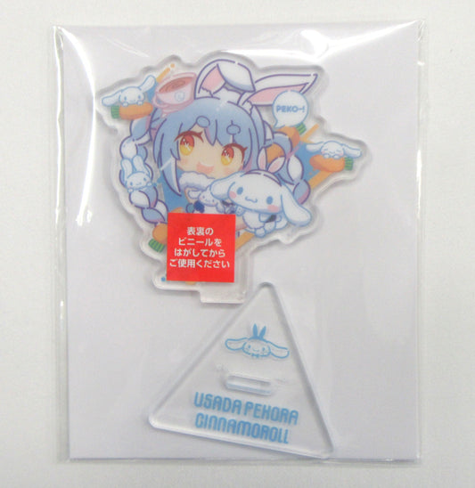 Sanrio hololive x SANRIO CHARACTERS Triangular Acrylic Stand Usada Pekora Cinnamoroll