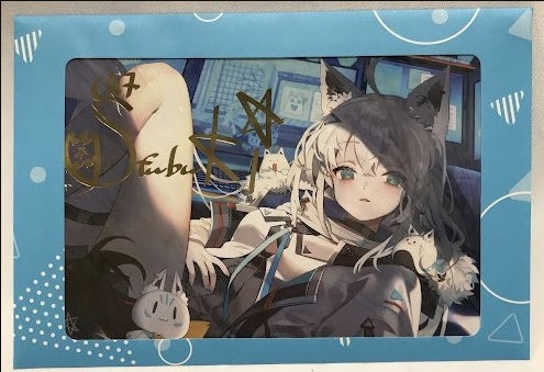 hololive hololive 4th Anniversary Commemoration Foil Stamped Reproduction Signed Postcard Shirakami Fubuki