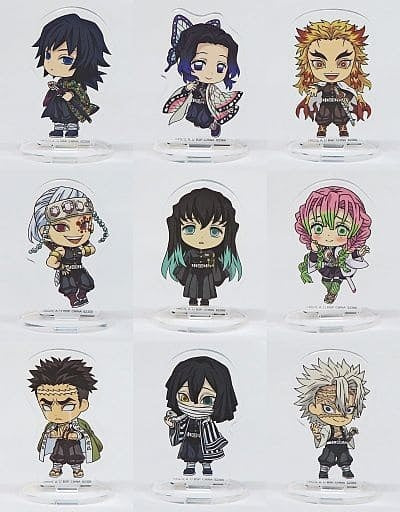 BANDAI SPIRITS All 9 Types Set Acrylic Stand Kyun Chara Illustration Ichiban Kuji Demon Slayer Kimetsu no Yaiba Town Where Demons Live Prize G