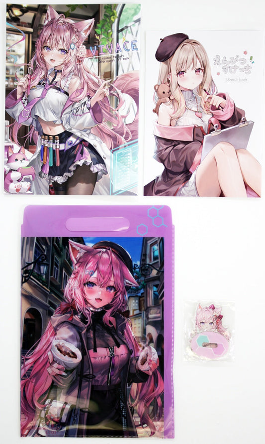 Sashiminekoya New Release Goods Set VIVACE Pencil Sketch Acrylic Stand A4 Clear File Bag hololive Momoko Sashiminekoya Comic Market 101/Comiket 101