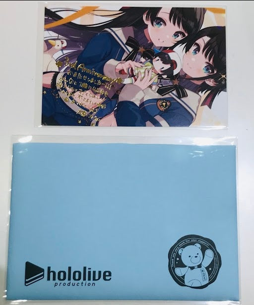hololive hololive 3rd anniversary commemorative foil stamped copy message postcard drawn by Shigure Ui Oozora Subaru