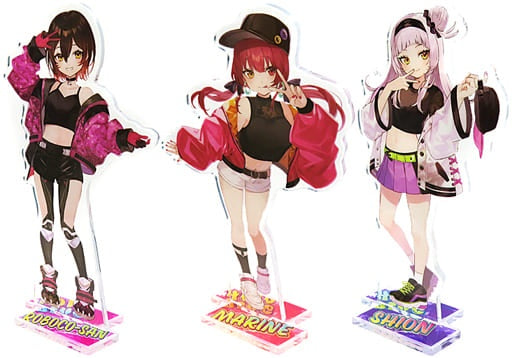 Miscellaneous Goods Houshou Marine Shion Murasaki Roboko-san Original Acrylic Stand Set of 3 Illustration by Shugao Virtual YouTuber Hololive x Family Mart 5th Store Limited