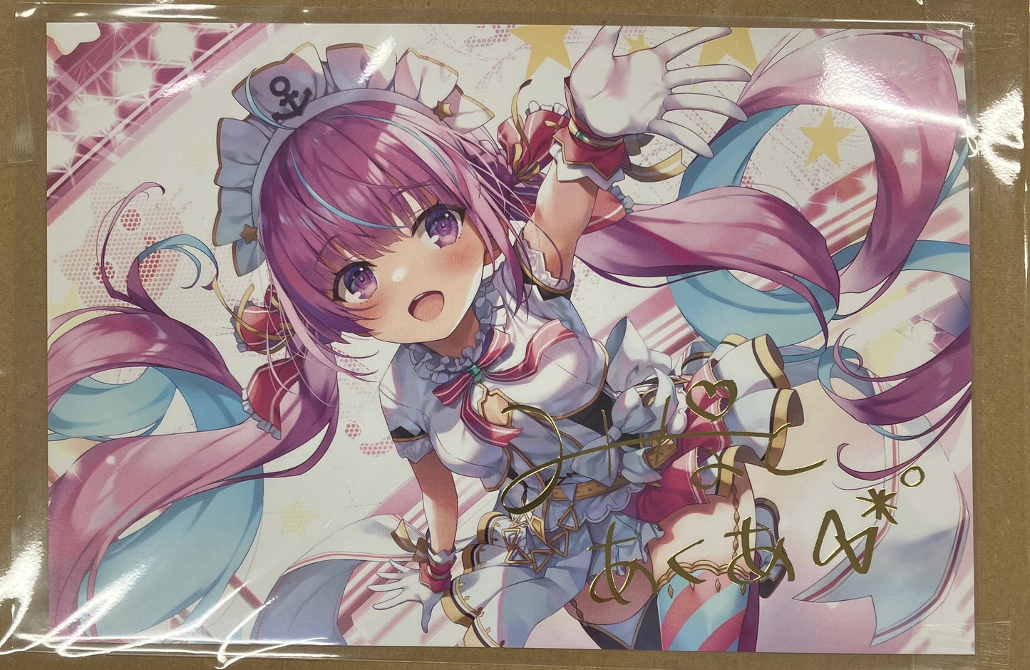 hololive hololive 3rd Anniversary Commemoration Foil Stamped Copy Signed Postcard Minato Aqua