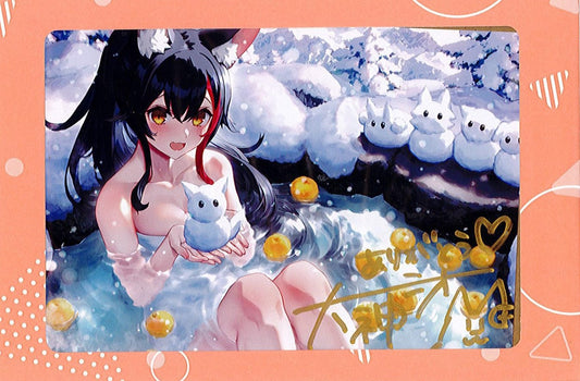 hololive hololive 3rd Anniversary Commemoration Ookami Mio Handwritten Signatureed postcard drawn by Aya Izumi Ookami Mio