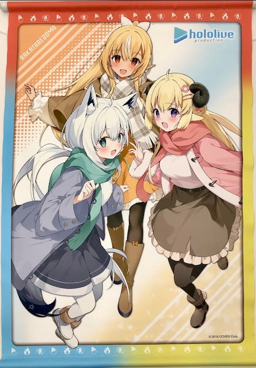 Cover hololive x MOLLY.ONLINE Tapestry Shirakami Fubuki Shiranui Flare Tsunomaki Cotton