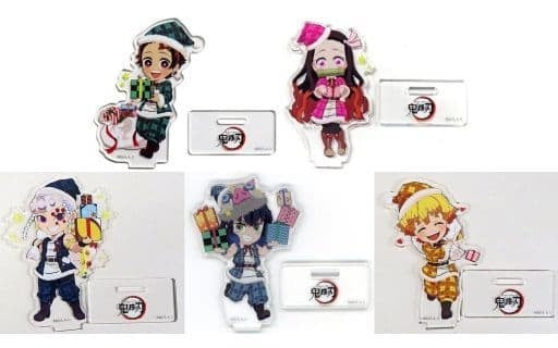 All 5 types set Demon Slayer Kimetsu no Yaiba x ufotable cafe Christmas event 2021 random acrylic stand