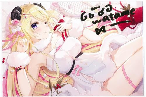 hololive hololive 1st Anniversary Duplicate Handwritten Signatureed Postcard Tsunomaki Watame