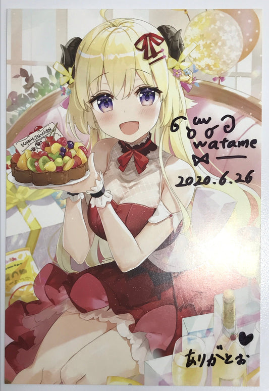 hololive hololive birthday anniversary Handwritten Signatureed postcard Tsunomaki Watame