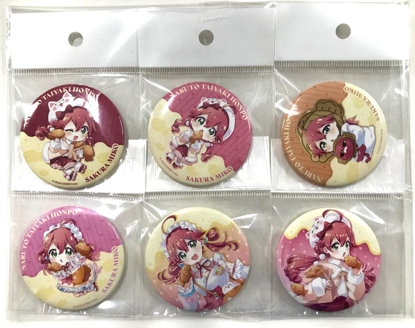 Chugai Mining hololive Sakura Miko x Naruto Taiyaki Honpo Trading Can Badge Complete Set