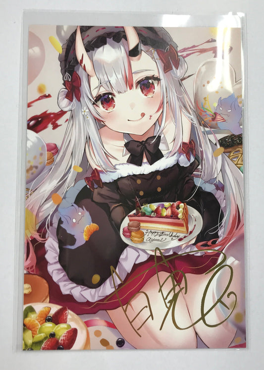 hololive hololive birthday commemorative foil stamped copy Handwritten Signatureed postcard Nakiri Ayame