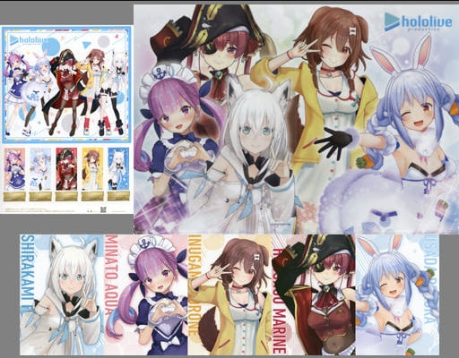 Hippo Anime/Manga Coupon Pekora Usada/Houshou Marine/Korone Inugami/Total 5 People 84 Yen Stamp 5 Sheets Hololive Clear File/With Large Postcard Air Comiket 3