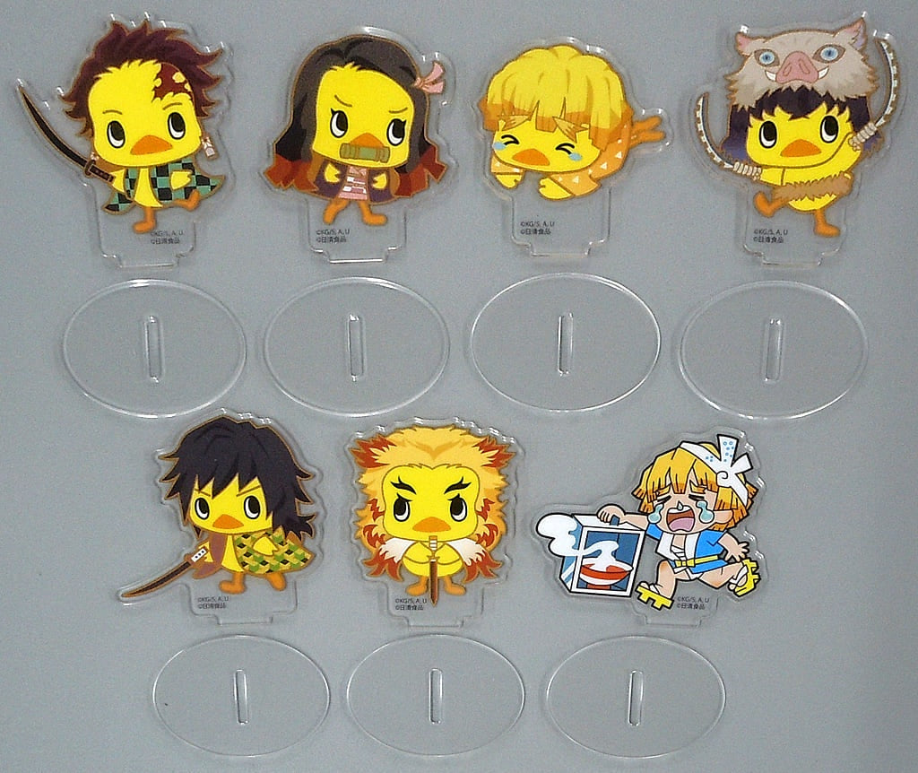 All 7 types set Hiyoko-chan acrylic stand Demon Slayer Kimetsu no Yaiba x Japanese Kiyoshi food purchase privilege