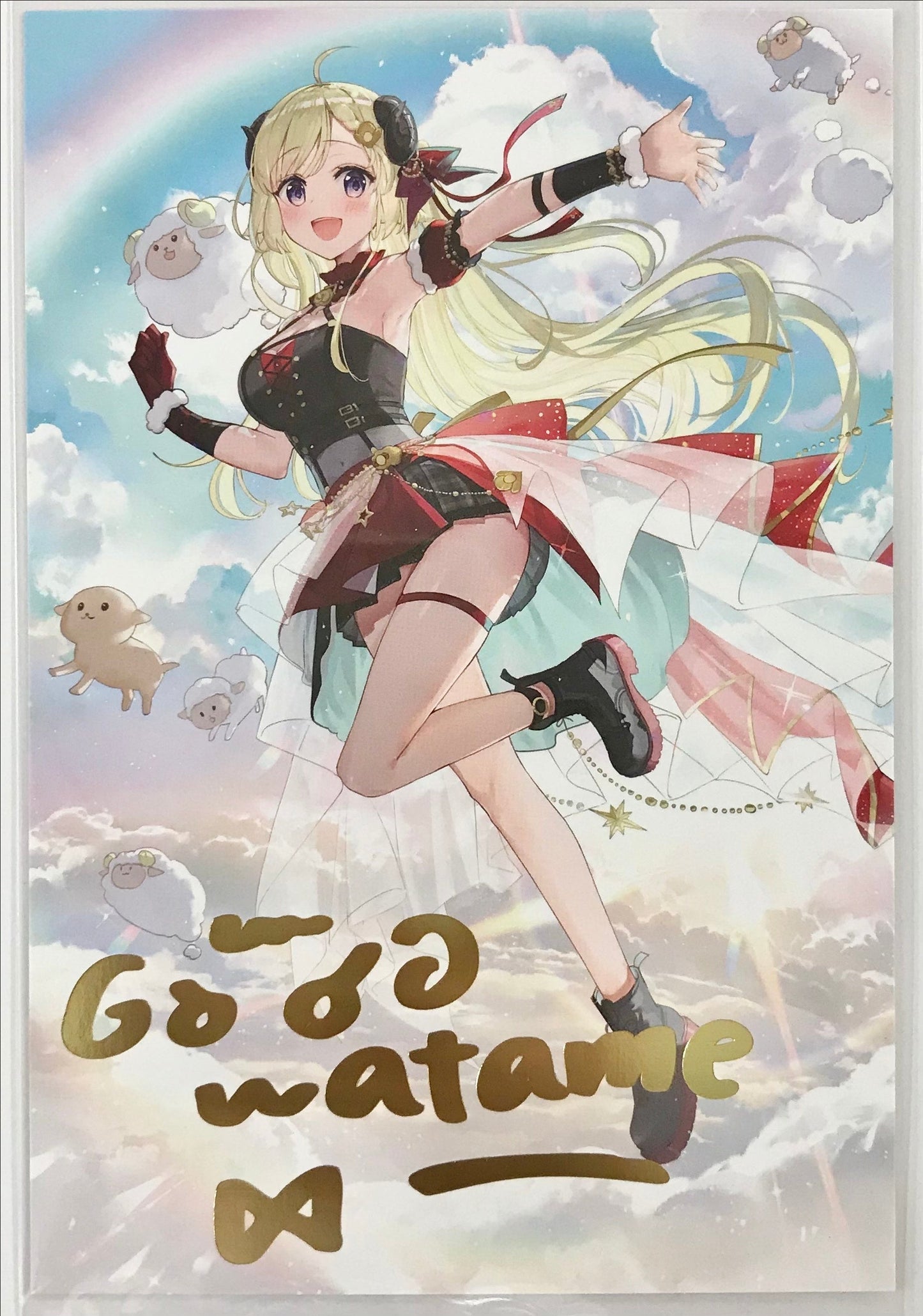 hololive hololive 2nd Anniversary Commemoration Foil Stamped Copy Signed Postcard Tsunomaki Watame