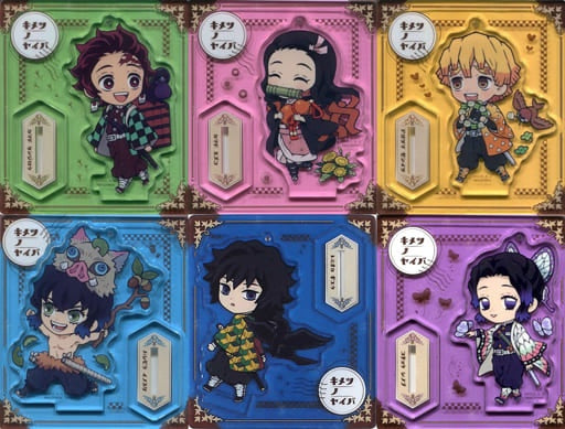 Megahouse All 6 Types Set Demon Slayer Kimetsu no Yaiba Retro Acrylic Stand Outing Colorful Edition Animate Convenience Store Limited