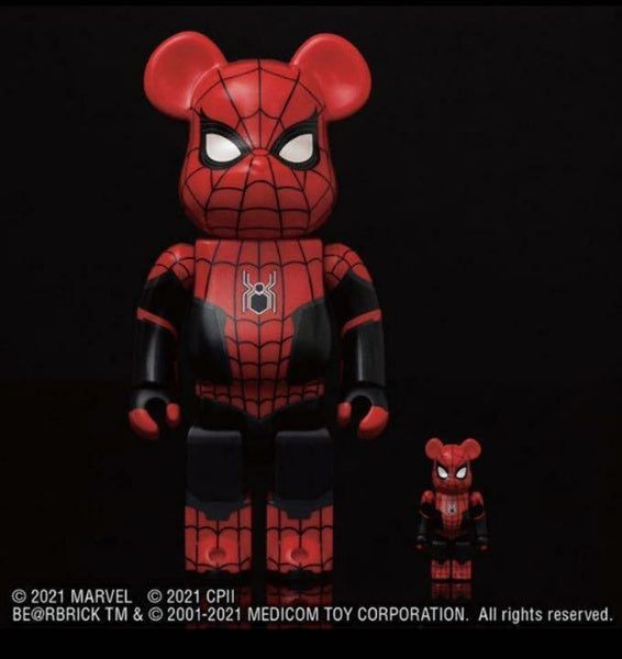 BE @ RBRICK SPIDER-MAN UPGRADED SUIT 100% & 400% Bearbrick figure Medicom Toy