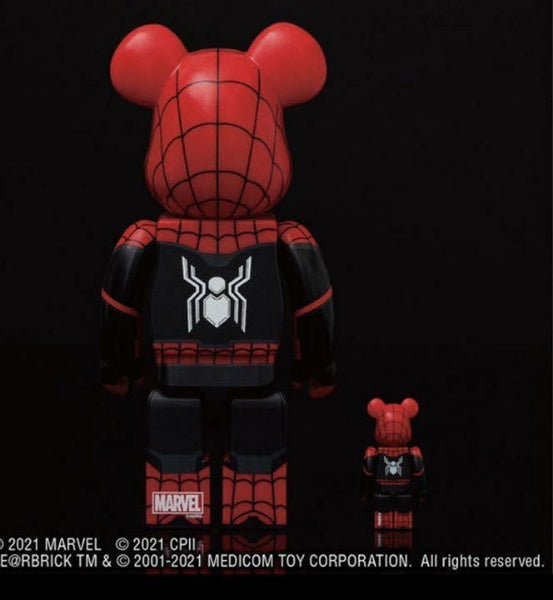 BE @ RBRICK SPIDER-MAN UPGRADED SUIT 100% & 400% Bearbrick figure Medicom Toy