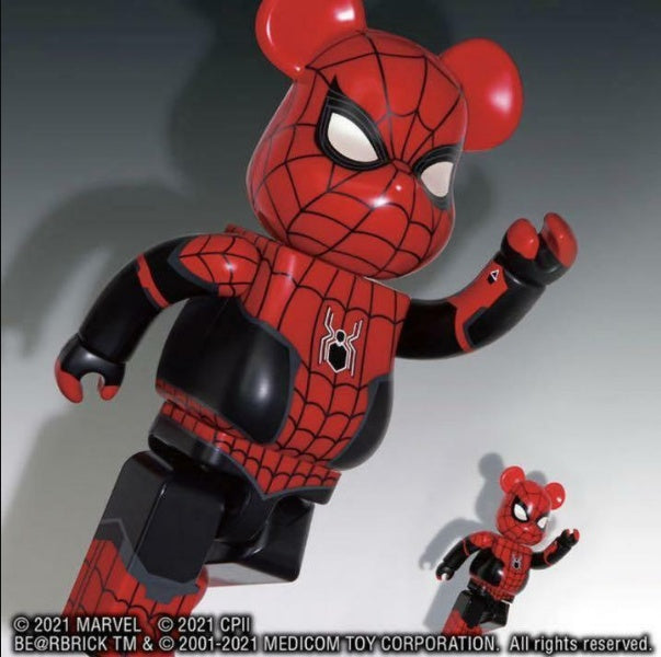 BE @ RBRICK SPIDER-MAN UPGRADED SUIT 100% & 400% Bearbrick figure Medicom Toy