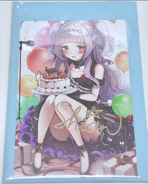 hololive hololive birthday commemorative foil stamped copy Handwritten Signatureed postcard Murasaki Shion