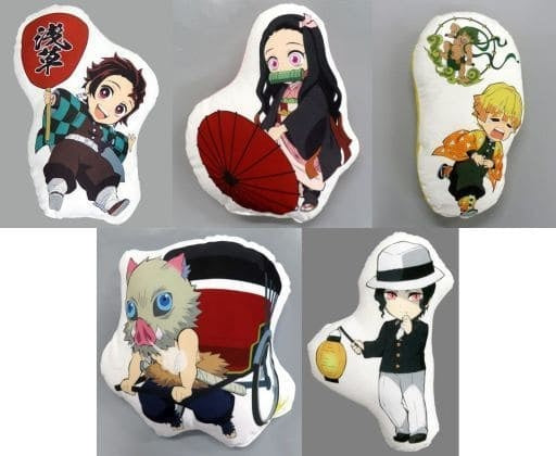 ・Accessory Cushion・Dakimakura・Body All 5 Types Set Die-cut Cushion Demon Slayer Kimetsu no Yaiba×Asakusa Collaboration Event Asakusa Lottery A Prize