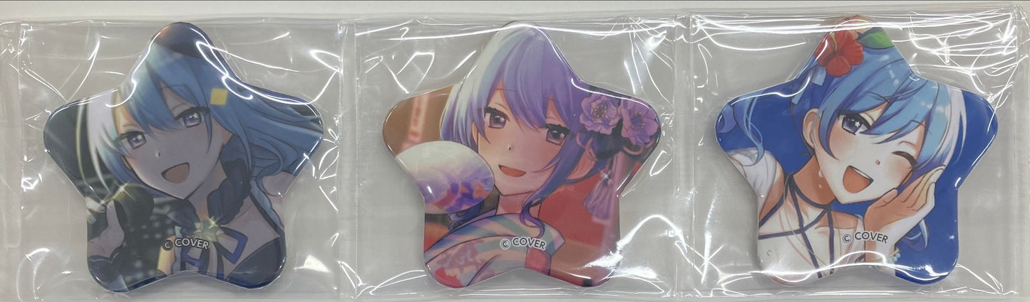 hololive hololive Birthday 3rd Anniversary Hoshimachi Suisei Illustration Star-shaped Can Badge Set of 3 Hoshimachi Suisei