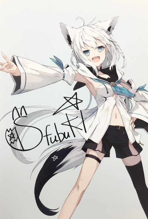hololive hololive Shirakami Fubuki 800,000 people commemorative goods copy Handwritten Signatureed postcard