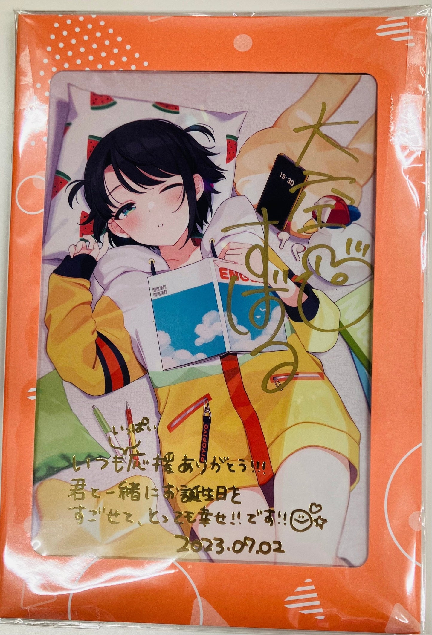 hololive hololive Birthday Anniversary 2023 Handwritten Signatureed Foil Stamped Copy Message Postcard Oozora Subaru