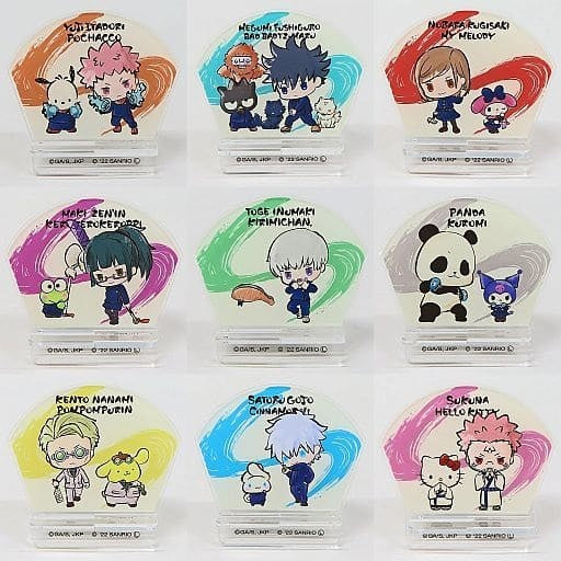 All 9 types set Jujutsu Kaisen Sorcery Fight x Sanrio Characters Acrylic Stand Lawson/Loppi/HMV BOOKS online only