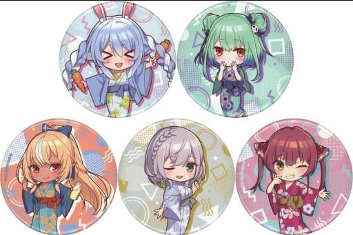 Gokurakuyu Badges and Pins All 5 Types Set Hololive x Gokurakuyu/RAKU SPA Flow Life Trading Can Badge Mini Character ver