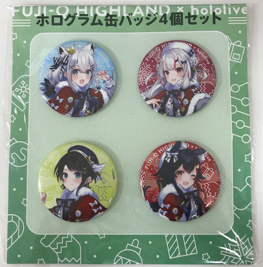Fuji-Q Highland hololive in Fuji-Q Highland SNOW WORLD hologram tin badge set of 4
