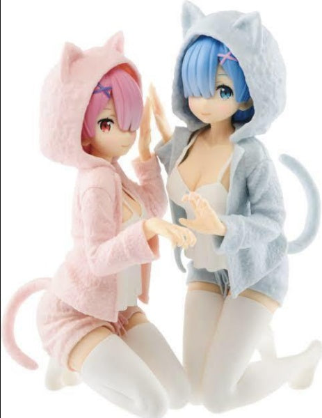 Re zero Rem & Ram Nyanko mode figure Ichiban Kuji A BANDAI Japan anime