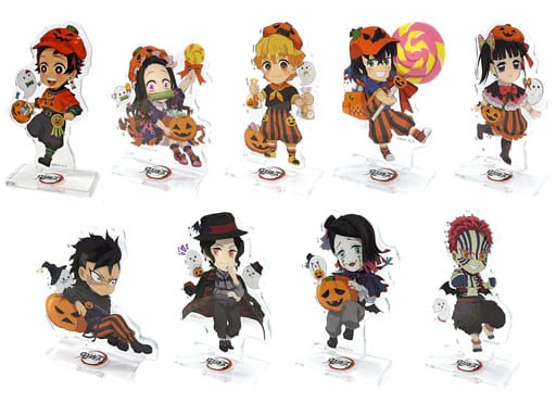 All 9 types set Demon Slayer Kimetsu no Yaiba x ufotable cafe x Machi Asobi CAFE Halloween Event 2021 Random Acrylic Stand A Group