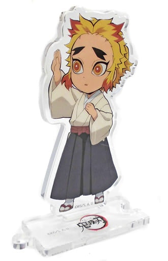 Senjurou Rengoku left facing movie version Demon Slayer Kimetsu no Yaiba infinite train edition x ufotable cafe random acrylic stand connected to mini characters infinite train edition
