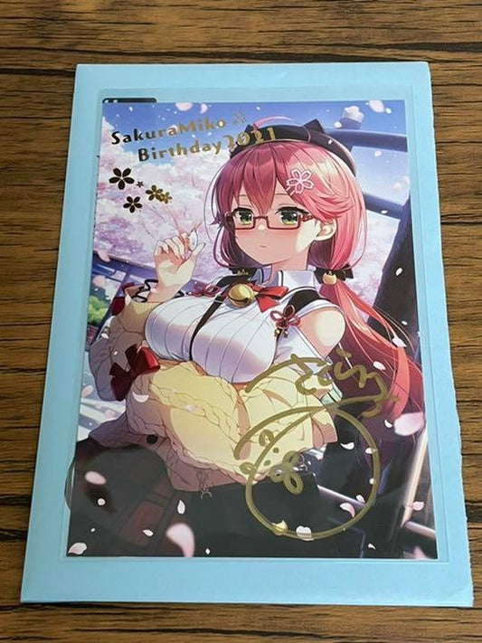 hololive Miko Sakura Birthday Commemorative 2021 Authentic Autographed Postcard